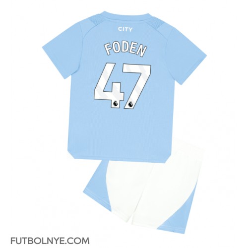 Camiseta Manchester City Phil Foden #47 Primera Equipación para niños 2023-24 manga corta (+ pantalones cortos)